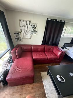 Red leather couch