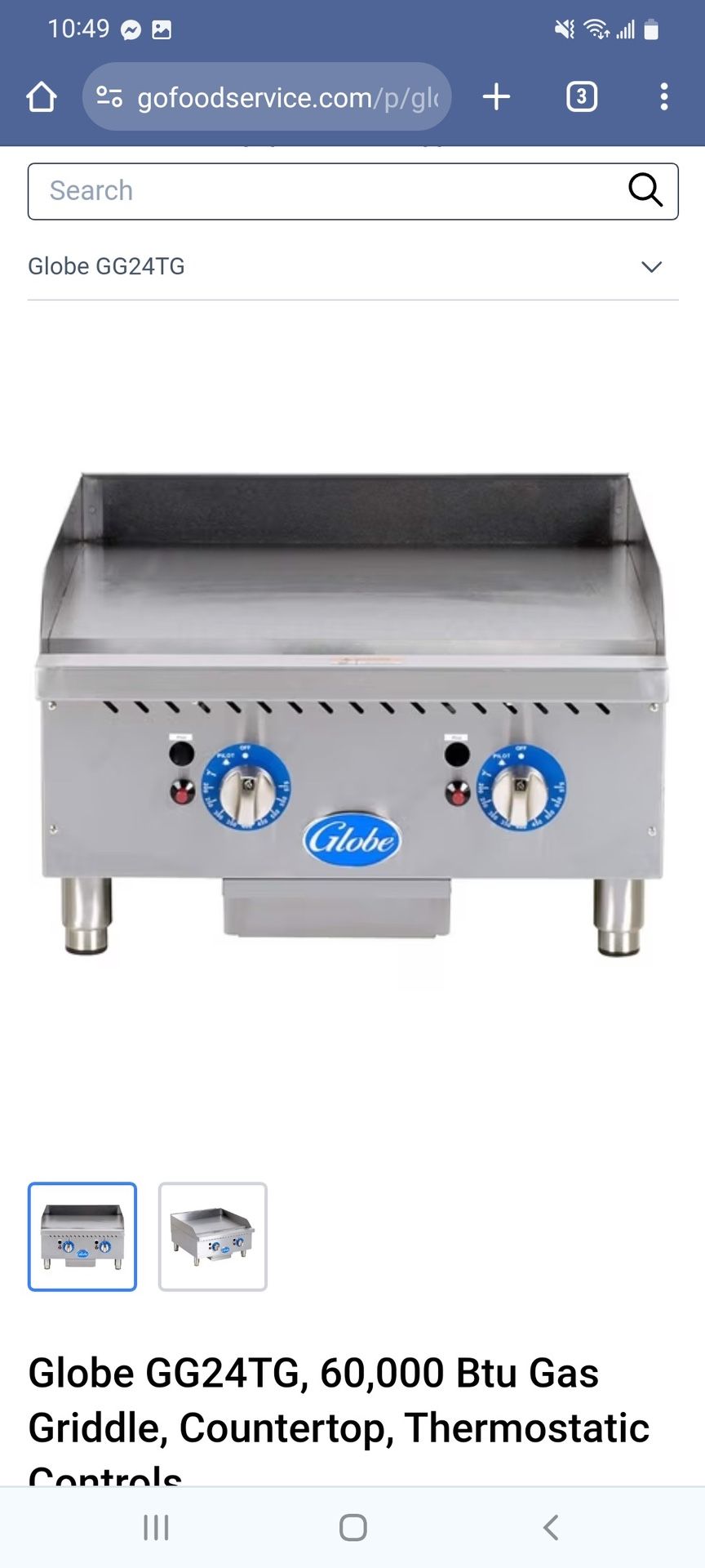 Gas Griddle Countertop Thermostatic