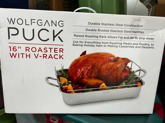 Wolfgang Puck 16" Stainless Steel Roaster with V-Rack