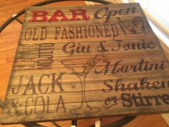 Solid wood bar sign. New. Great for Father’s Day gift