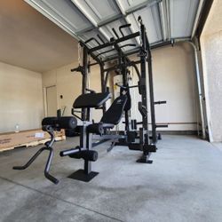 Vesta Smith Machine 1001 | Adj Bench W/ Leg Developer And Preacher Station |Gym Equipment | Fitness | Pulleys|🔴WEIGHTS AND BARBELL SOLD SEPARATELY 🔴