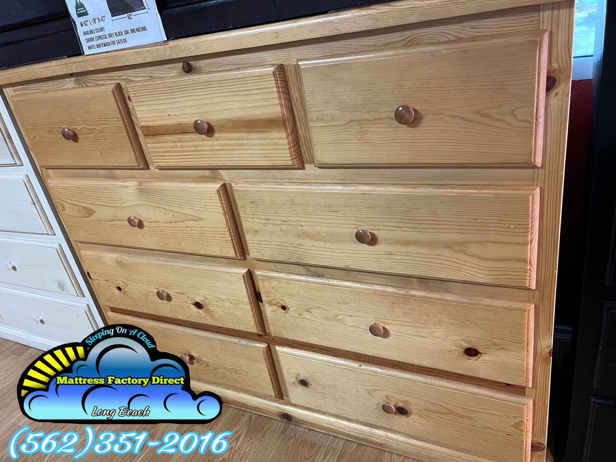 Nine Drawer Dresser Natural Pinewood Chest Cajonera Comoda