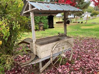 Antique wooden flower/ bird feeding station cart