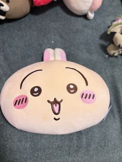 Chiikawa Mochill Face Big Plush Stuffed Animal Beige/Pink Soft w/ Tag