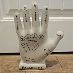 12" High Porcelain Palmistry Hand
