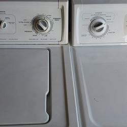 White Kenmore Washer and Electric Dryer Set.