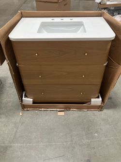 36"Solid wood Bathroom Vanity Stone Countertop (Damaged)