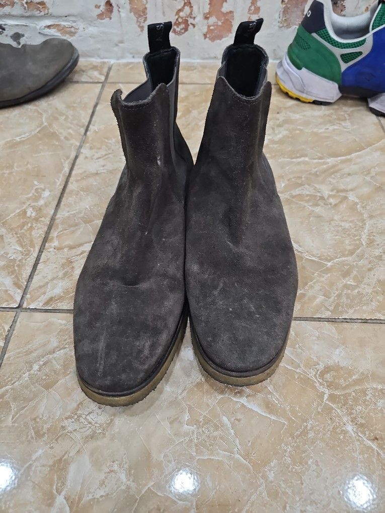Men AllSainrs Chelsea Suade Dark Gray Boots