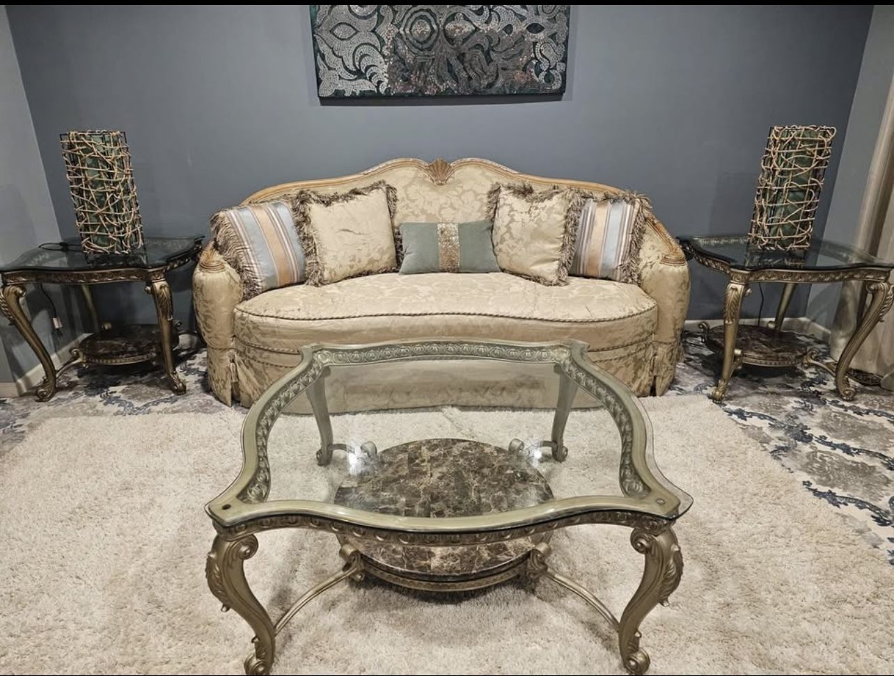 Designer Sofa Set With Coffee Table And 2 End Tables (5 Pieces)