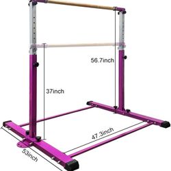 Gymnastic Kip Bar,Kids Girls Junior Ages 3-15,3' to 5' Adjustable Height,Home Gym Equipment,Home Training,1-4 Levels,260lbs Weight Capacity