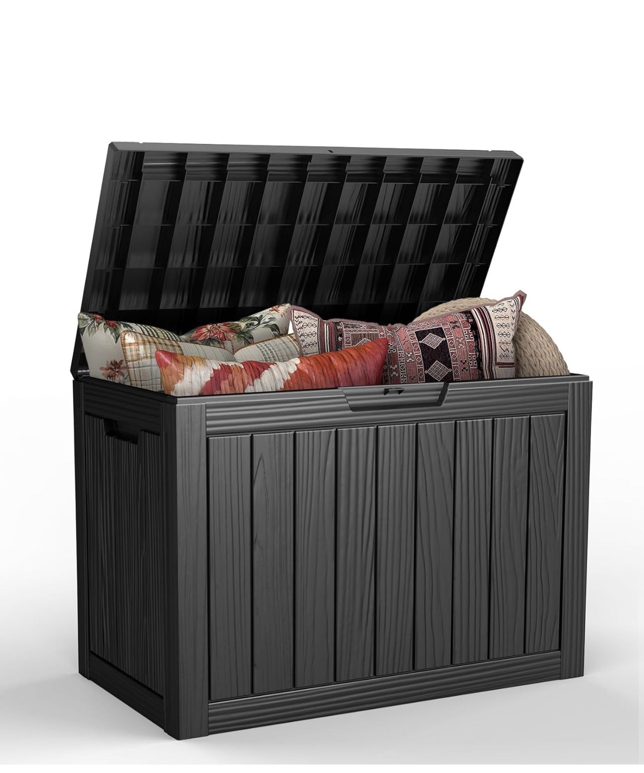 Outdoor Storage Deck Box, 45 Gallon Outside Storage Box Waterproof Deck Box, Lockable Patio Storage Box UV-Resistant for Garden Furniture, Black