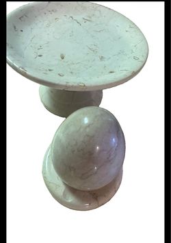 Marble Pedestal Bowl and Egg Set