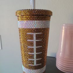 New Football Rhinestone Tumbler