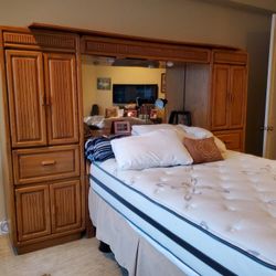 5 piece Queen bed headboard, storage set