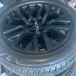 Chevy Silverado Tahoe Suburban OEM 22” Wheels And Bridgestone Tires X 4 