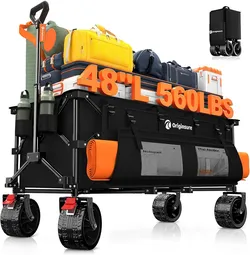 Originsure 300L Collapsible Beach Wagon Cart with Big Wheels, 560lbs, Black
48" Foldable Utility Wagon,7" All-Terrain Wheels,Heavy Duty Frame,Compact&