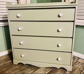 Solid Wood Sage Green 4-Drawer Dresser (Optional Nursery Table) - Cash Only