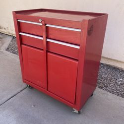 Small Red Tool Box 31”H 26.5”W 14”D For Sale