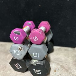 pair of 5,10,15lb neoprene dumbbells/ 60pounds in total