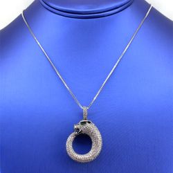 925 Silver CZ Leopard Necklace 166453/2