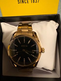Invicta Gold-Tone Watch with Black Dial
