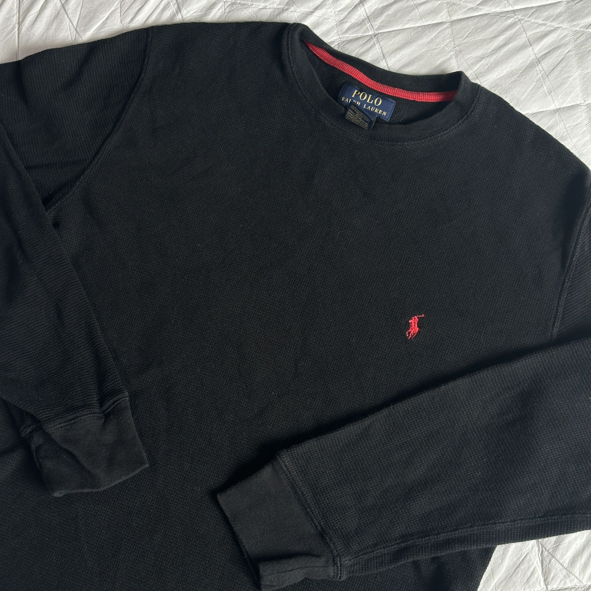 Shirt Ralph Lauren Long Sleeve black red logo size L