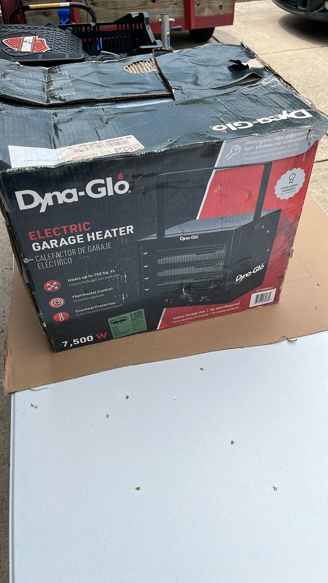 DYNA-GLO 7500watt Electric Garage Heater New