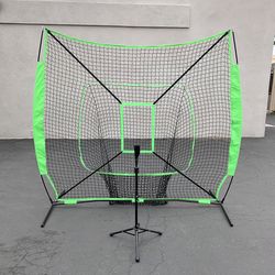 (NEW) $75 Baseball Softball (7x7’ Net & Ball Tee Set) Practice Hitting & Pitching Net w/ Carry Bag 