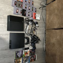 PS4, PS3, SNES console, games and controllers