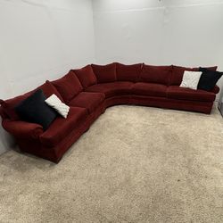 Large Luxurious Ruby Red Fabric Sectional