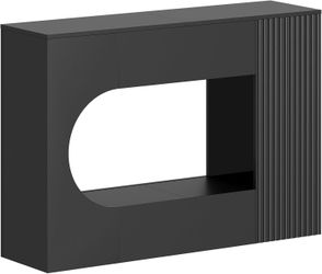 MAHANCRIS 47.2'' Modern Console Table, 2-Tier Entryway Console Table with Storage, Black Sofa Table Behind Couch, Geometric Design, for Living Room, H