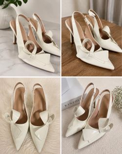 Women Glossy PU Leather Bowknot Pointed Toe High Heel Wedding Party Sandals, Elegant, Women Pumps,Elegant
