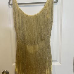 Yellow-Gold, Bejeweled Dress—Women’s Size Small