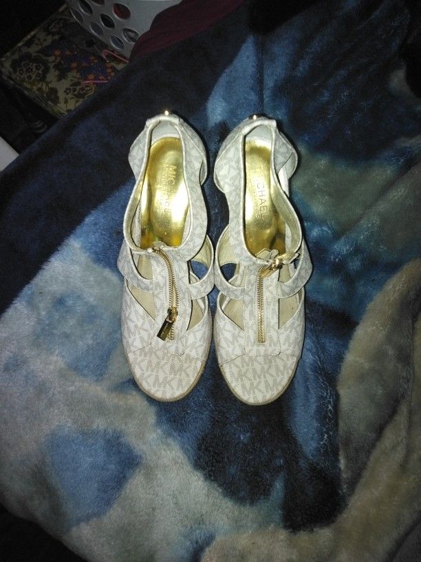 Michael Kors Gold zip_up Wedges