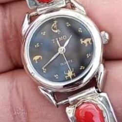 Simplicio Native American Made Sterling Coral Watch