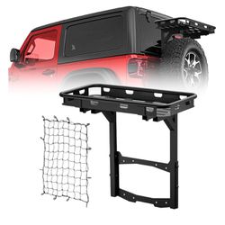 for Jeep Wrangler JL Rear Cargo Basket on OE Tailgate Compatible with 2018-2024 Jeep Wrangler JL & JLU Unlimited 2/4 Door, Spare Tire Cargo Rack, Lugg