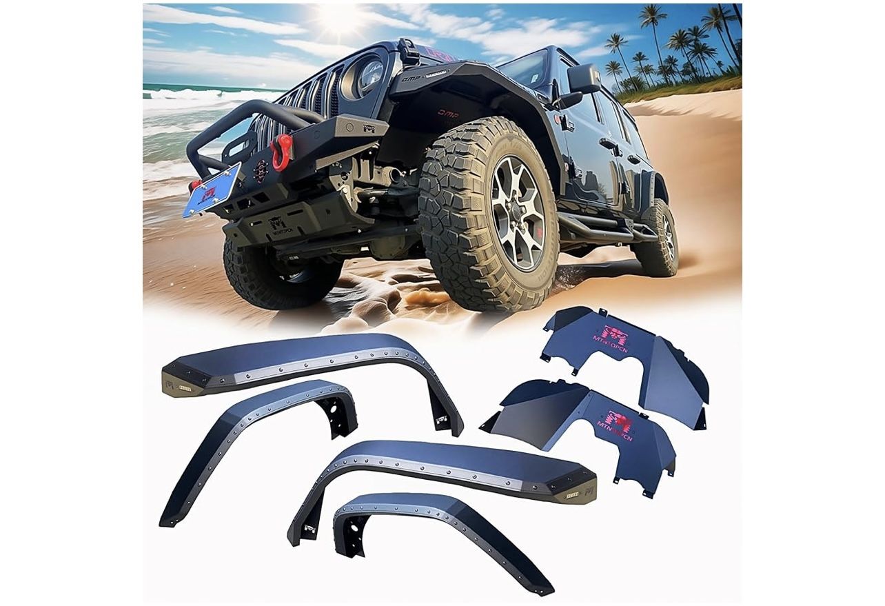 Fender Flares Compatible with Jeep Wrangler JL/JLU 2018-2025 | Desert Viper Blade Design –No-Drill Bolt-On | Aggressive Trail Attacks