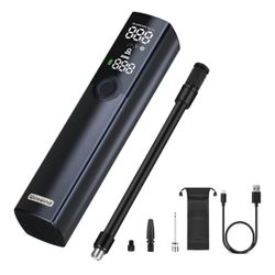 Brandnew  Bike Pump, The Pro Electric Bicycle Pump Tire Inflator Portable Air Compressor with Schrader, Presta and Dunlop Valve Adapters - 120~150PSI 