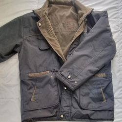 BRICK Men's 2-in-1 Field Jacket – Removable Inner Lining, Dark Gray & Beige