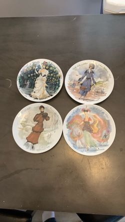 Set of 4 French Fashion Illustration Collector Plates