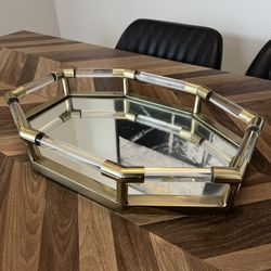 17x12x3 decorativer mirrored tray with gold and acrylic accents