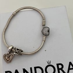 Pandora Snake Chain Bracelet With 2 Charms