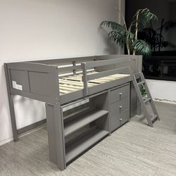 Grey Or White Twin Low Profile Loft Bed