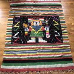 Mexican Hand Woven Wool Rug/Blanket/Tapestry 