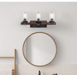 22-in 3 Light Distressed Black Farmhouse Bathroom