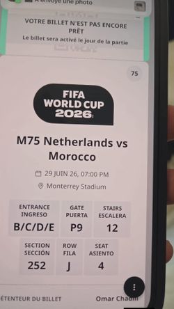 I’m selling my FIFA World Cup ticket for Netherlands vs morroco