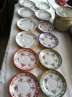 Lot of 12 Antique 24kt Gold Rim 6" China Plates in Storage Bag