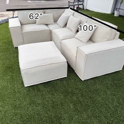 Modular Sectional Sofá /couch Whith In Ottoman In Beige 
