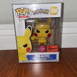 Rare Funko Pop! Pokemon Pikachu #598 Flocked 2020 NYCC Exclusive