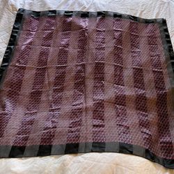Square shape scarf  hot pink fuchsia & black silk  with logo and black border 38” X 38” Stipe pattern 100% silk